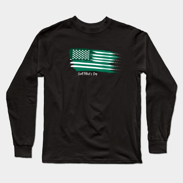 American Flag Saint Patrick's Day Long Sleeve T-Shirt by smartrocket